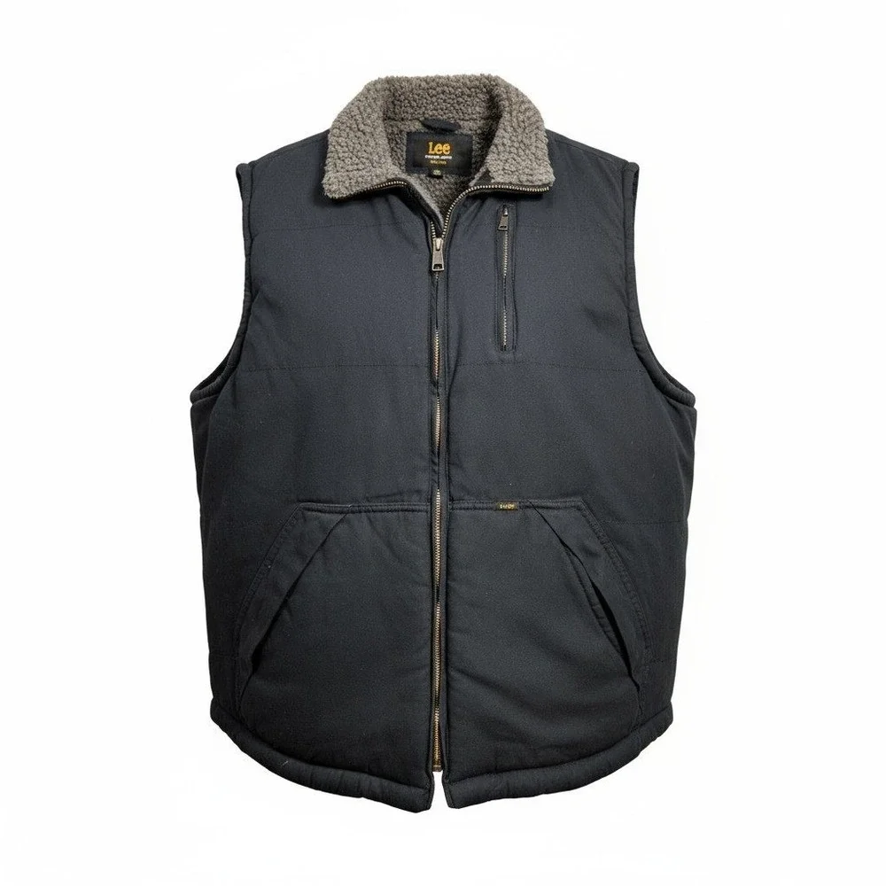 Lee Premium Select Vest Mens XL Full Zip Sherpa Lined Utility Canvas Black